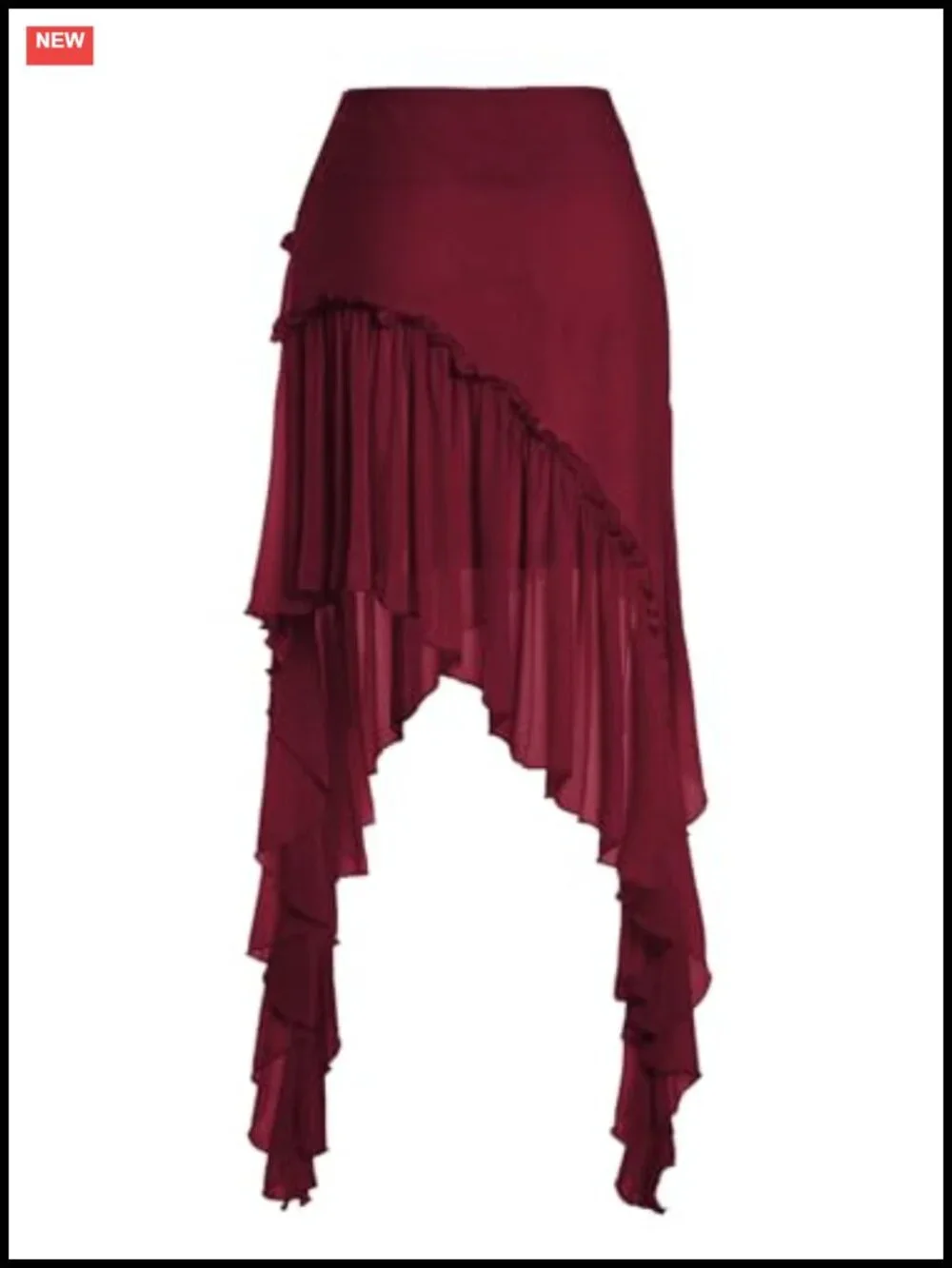 Boho Flowy Asymmetrical Ruffle Skirt with Shorts Underneath